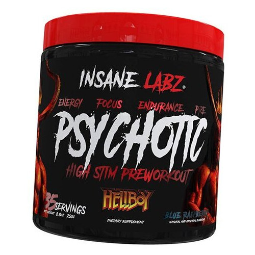 Передтренувальний комплекс Insane Labz Psychotic Hellboy Edition 250г Блакитна малина (11059012) фото №1