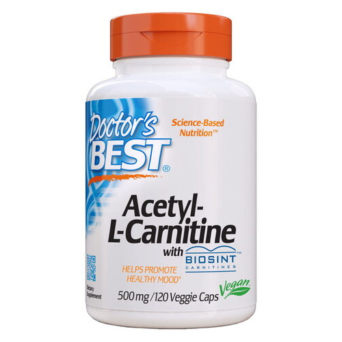 Карнітини Doctor's Best Acetyl-L-Carnitine Biosint 500 mg 120 капсул фото №1