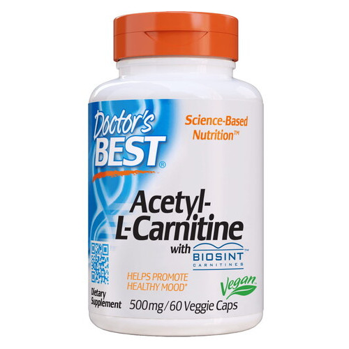 Карнітини Doctor's Best Acetyl-L-Carnitine Biosint 500 mg 60 капсул фото №1