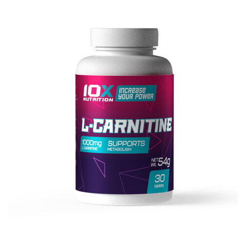 Жироспалювачі 10X Nutrition L-Carnitine 30 таблеток фото №1