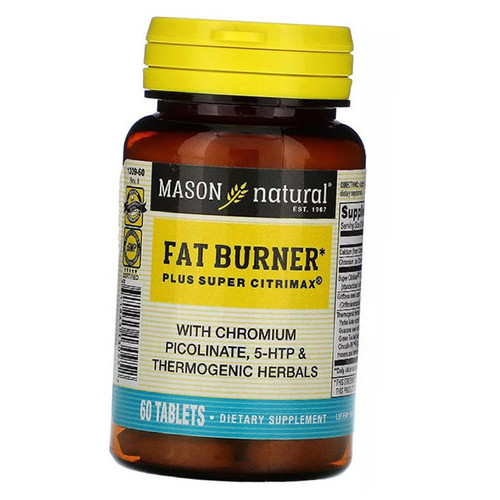 Термогенный травяной сжигатель жира Mason Natural Fat Burner Plus Super Citrimax 60таб (02529002) фото №1