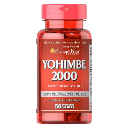 Жироспалювачі Puritan's Pride Yohimbe 2000 mg 50 капсул фото №1