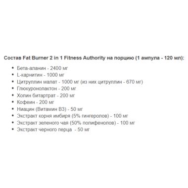 Жироспалювач Fitness Authority Польща Fat Burner 2 in 1 120ml (Raspberry citrus) фото №2