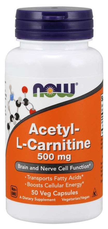 Жироспалювач NOW Acetyl-L-Carnitine 500 mg Veg Capsules 50 капсул (4384302602) фото №1