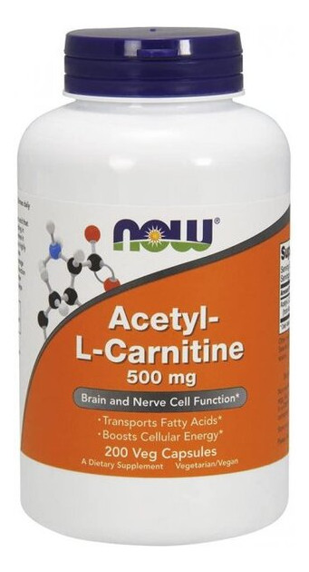 Жироспалювач NOW Acetyl-L-Carnitine 500 mg Veg Capsules 200 капсул (4384303511) фото №2