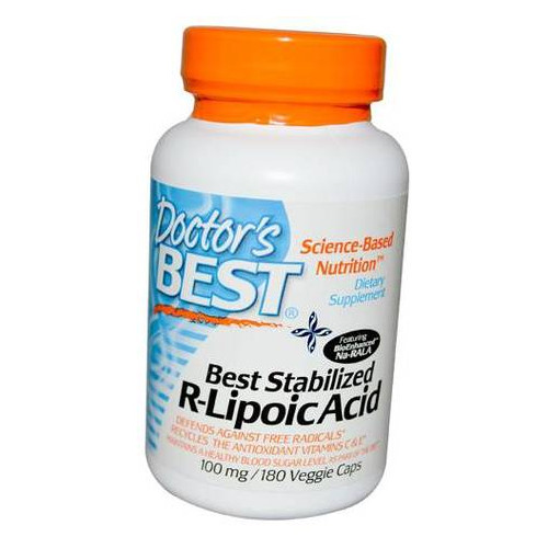Антиоксидант Doctor's Best Stabilized R-Lipoic Acid 100 180 овочевих капсул (70327007) фото №1