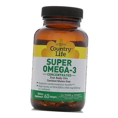 Спеціальний препарат Country Life Super Omega-3 Concentrated 60 гелкапсул (67124005) фото №1