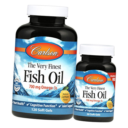 Спеціальний препарат Carlson Labs Fish Oil 150 гелкапсул Лимон (67353011) фото №2