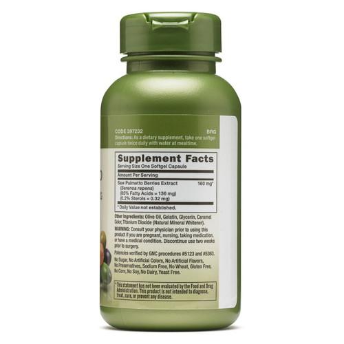 Збільшення тестостерону GNC Herbal Plus Saw Palmetto Extract 160 mg 100 капсул фото №2