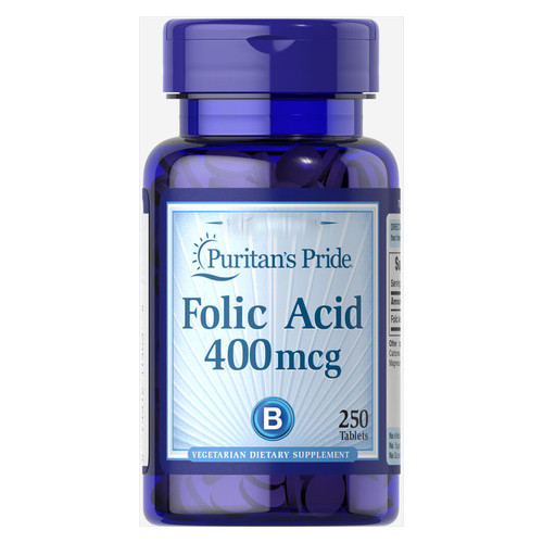 Спеціальний продукт Puritan's Pride Folic Acid 400 mcg 250 таблеток (4384301566) фото №1