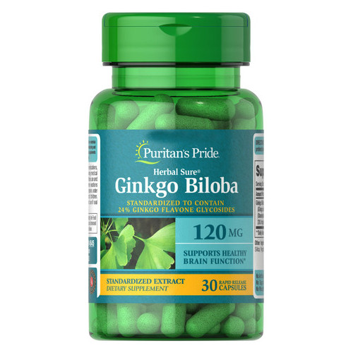 Спеціальний продукт Puritan's Pride Ginkgo Biloba Standardized Extract 120 mg 30 капсул (4384302588) фото №1