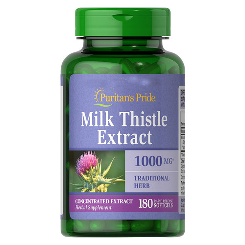 Спеціальний продукт Puritan's Pride Milk Thistle 4:1 Extract 1000 mg (Silymarin) 180 капсул (4384302664) фото №1