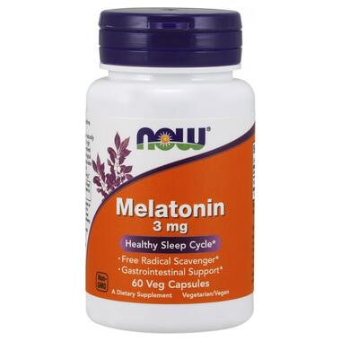 Спеціальний препарат Now Foods Melatonin 3mg 60 капсул (100-28-3949597-20) фото №1