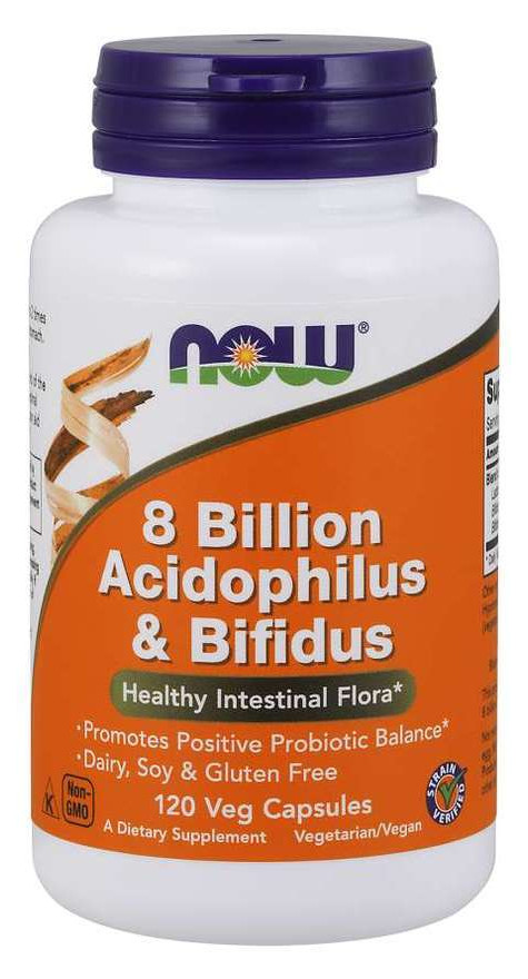 Спеціальний продукт NOW 8 Billion Acidophilus & Bifidus Veg Capsules 120 капсул (4384302581) фото №1