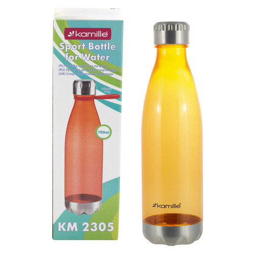 Пляшка спортивна для води Kamille KM-2305 700мл (зелений, помаранчевий, синій) фото №1
