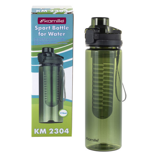 Пляшка спортивна для води Kamille KM-2304 750мл (чорний, бордовий, пляшковий, синій) фото №6