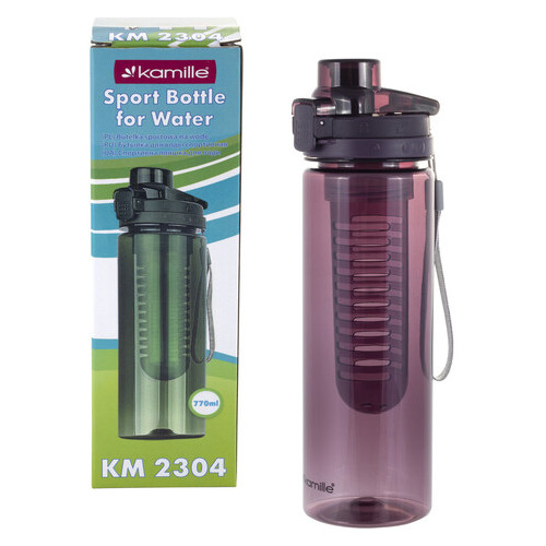 Пляшка спортивна для води Kamille KM-2304 750мл (чорний, бордовий, пляшковий, синій) фото №3