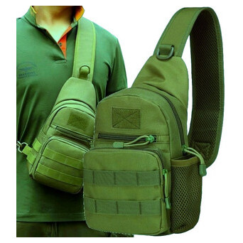 Тактична, армійська чоловіча сумка-слінг Survival хакі фото №5