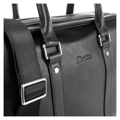 Кожаная мужская сумка с карманом для ноутбука Vito Torelli VT-6048-3-black фото №8