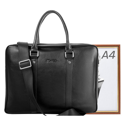 Кожаная мужская сумка с карманом для ноутбука Vito Torelli VT-6048-3-black фото №10