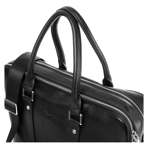 Кожаная мужская сумка с карманом для ноутбука Vito Torelli VT-6048-3-black фото №7