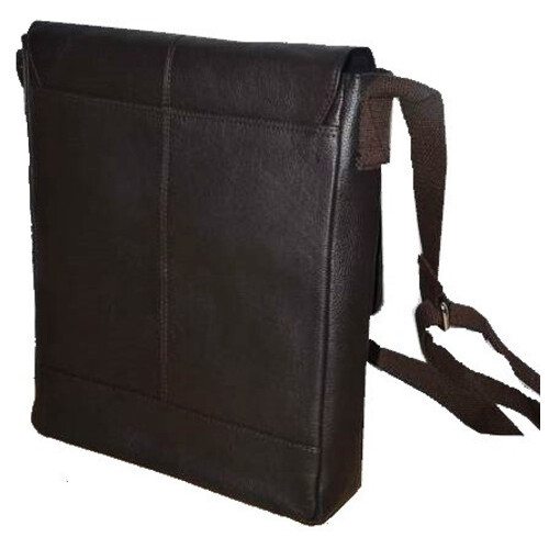 Чоловіча вертикальна шкіряна сумка-листоноша Livergy темно-коричнева фото №6