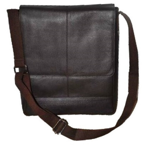 Чоловіча вертикальна шкіряна сумка-листоноша Livergy темно-коричнева фото №5