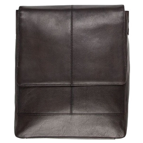 Чоловіча вертикальна шкіряна сумка-листоноша Livergy темно-коричнева фото №2