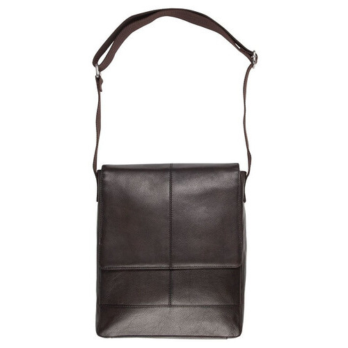 Чоловіча вертикальна шкіряна сумка-листоноша Livergy темно-коричнева фото №4