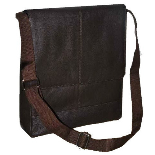 Чоловіча вертикальна шкіряна сумка-листоноша Livergy темно-коричнева фото №1