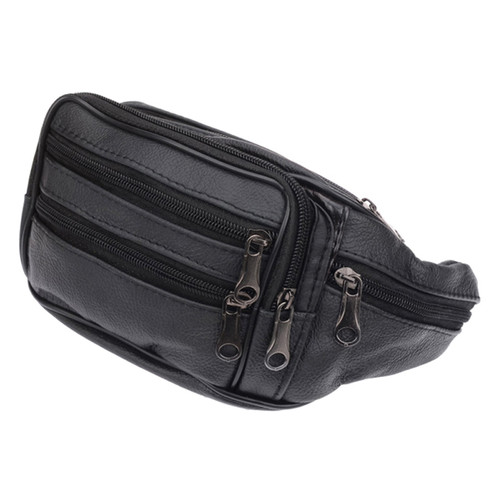 Чоловіча шкіряна сумка на пояс Borsa Leather 1t166m-black фото №1