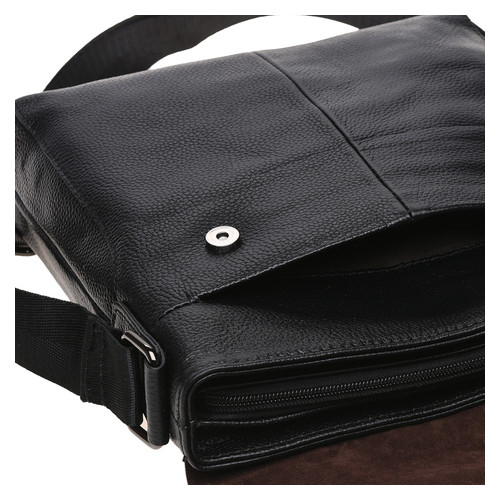 Чоловічі шкіряні сумки на плече Borsa Leather K18168-black фото №4