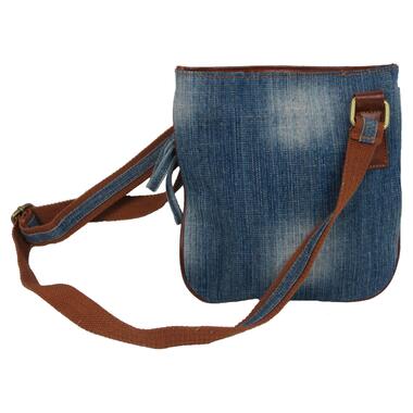 Наплічна сумка джинсова Fashion jeans bag синя фото №4
