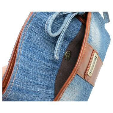 Наплічна сумка джинсова Fashion jeans bag синя фото №9