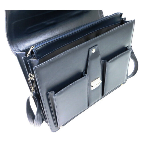 Класичний портфель з еко шкіри AMO SST02 синій фото №6
