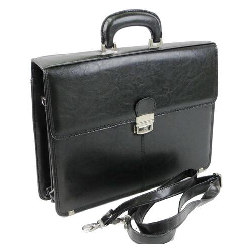 Чоловічий діловий портфель із еко шкіри JPB, TE-29 чорний фото №3