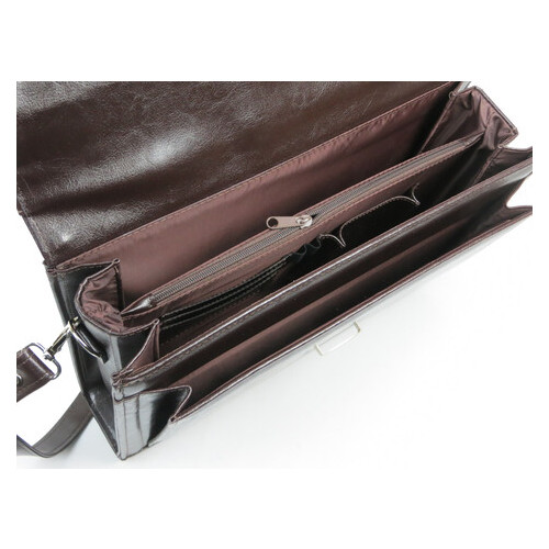 Діловий портфель із еко шкіри JPB Польща TE-33 brown фото №5