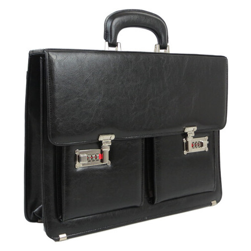 Чоловічий портфель на кодових замках з еко шкіри JPB TE-35ZSZ чорний фото №1
