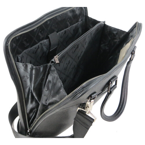 Шкіряний чоловічий портфель, сумка Giorgio Ferretti чорна фото №7
