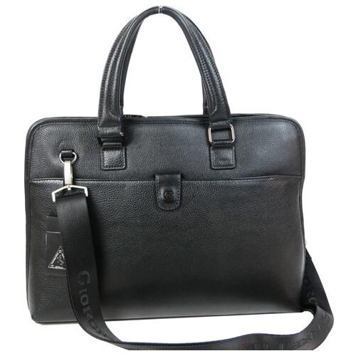 Шкіряний чоловічий портфель, сумка Giorgio Ferretti чорна фото №2
