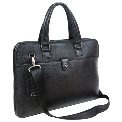 Шкіряний чоловічий портфель, сумка Giorgio Ferretti чорна фото №3