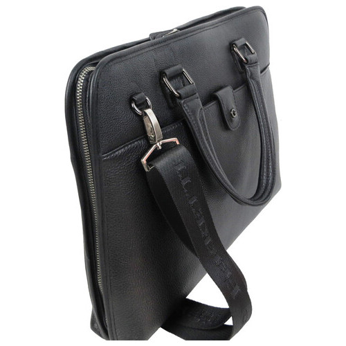 Шкіряний чоловічий портфель, сумка Giorgio Ferretti чорна фото №4