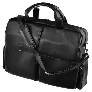 Чоловіча ділова сумка, портфель із натуральної шкіри Sheff чорний фото №1