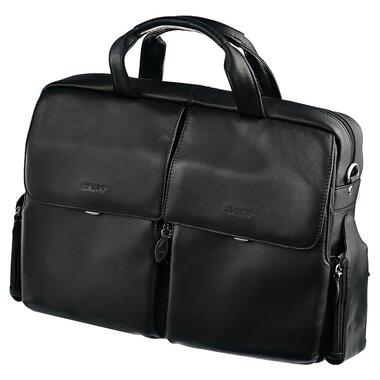 Чоловіча ділова сумка, портфель із натуральної шкіри Sheff чорний фото №2