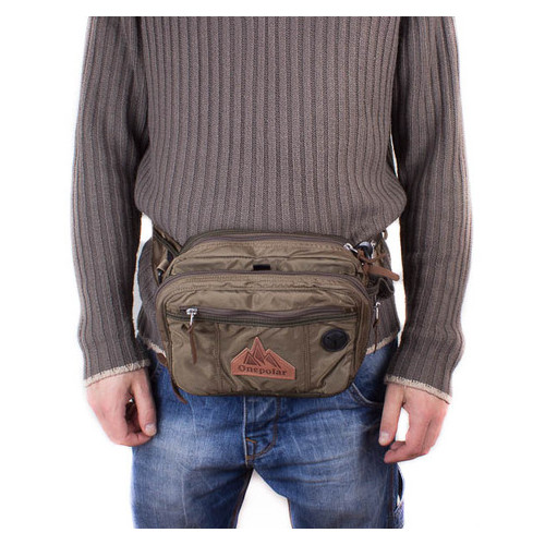 Чоловіча сумка через плече або пояс Onepolar W3016-khakki фото №5
