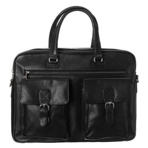 Чоловіча шкіряна сумка портфель для ноутбука 14 дюймів Always Wild чорна фото №2