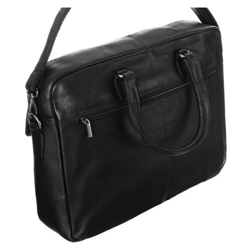 Чоловіча шкіряна сумка портфель для ноутбука 14 дюймів Always Wild чорна фото №3