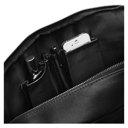 Чоловіча шкіряна сумка портфель для ноутбука 14 дюймів Always Wild чорна фото №5