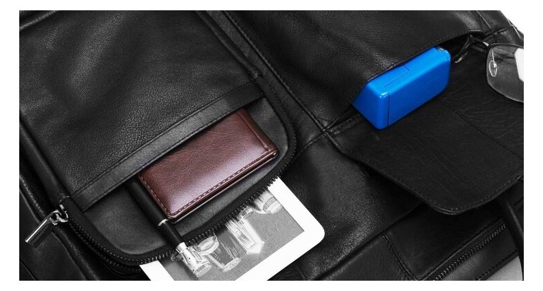 Шкіряний портфель, сумка для ноутбука 14 дюймів Always Wild чорна LAP15603NDM фото №6