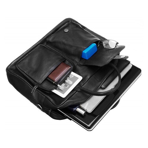 Шкіряний портфель, сумка для ноутбука 14 дюймів Always Wild чорна LAP15603NDM фото №4